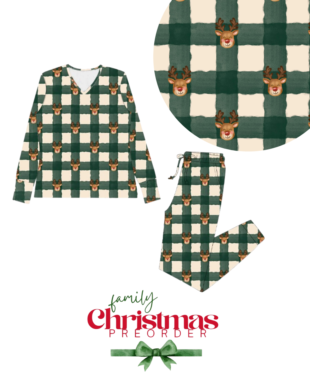 Women's Reindeer Evergreen Bamboo Christmas Pajamas (Preorder)